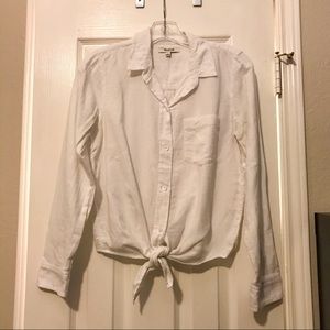 Madewell White Tie-Front Shirt